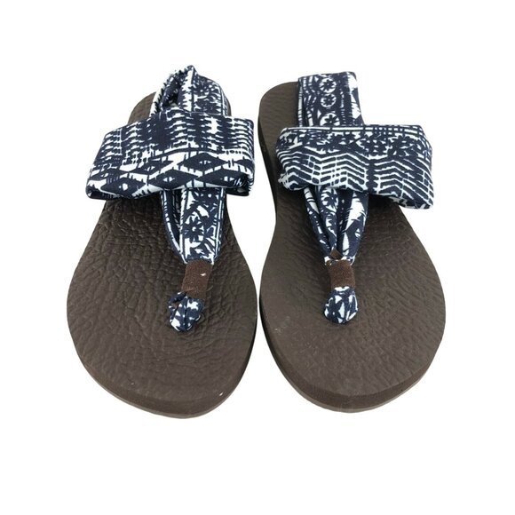 Rampage Womens Sling Sandals Thong Fabric Wrap Blue White Print Size 6 - Picture 2 of 6